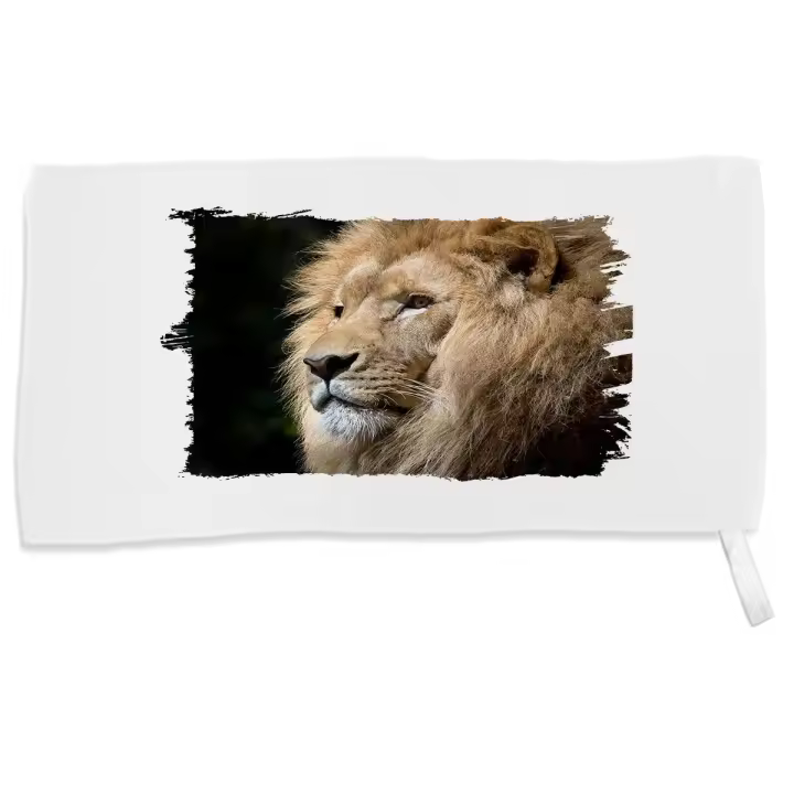 MERCHANDMANIA TOALLA PEQUEÑA ABSORBENTE leon majestuoso salvaje selva savana feroz fiera suave personalizada con cinta elastica - 1