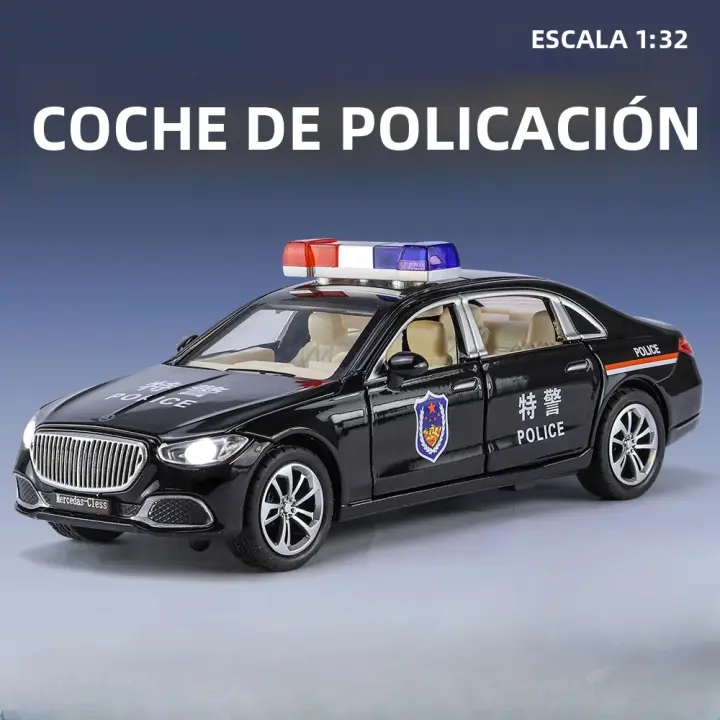 Modelo De Coche De Aleación 1/32 S680 Policial Con Luz Y Sonido Función Retroceso Pull Toy Para Niño Colección Regalos Metal Diecast Negro Blanco - 1