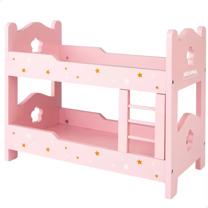 WOOMAX - Litera de madera para muñecas, de juguete, 31x16x26 cm, color rosa, educativo, ecológico, juego de roles, para  mayores de 3 años - 1