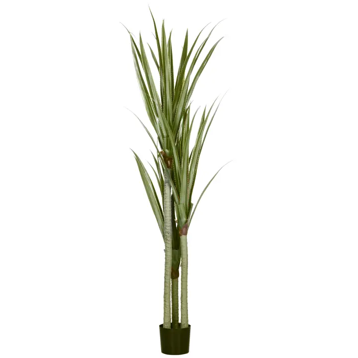HOMCOM Planta Artificial de Yuca en Maceta 190 cm Planta Falsa con 39 Hojas Realistas para Decoración en Hogar Salón Oficina Jardín Ø17x190 cm Verde - 1