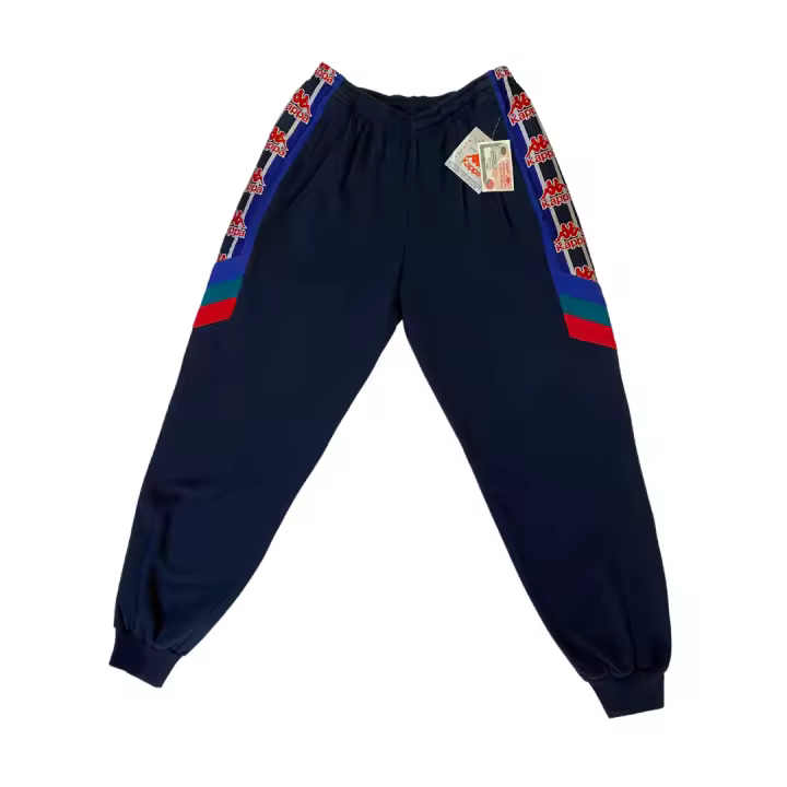 Kappa Pantalón Deportivo Algodón FC Barcelona Azul Marino Largo con Franja Con Logo Rojo Vintage años 90 Nuevo para Entrenamiento o Casual Tipo Chandal Estilo retro - 1