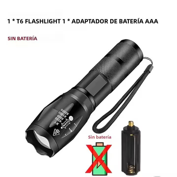 Linterna LED Recargable Potente Torcha Brillante Ultra T6 Con Zoom Para Camping Al Aire Libre Luz De Exterior Lámpara Torcha LED - 1