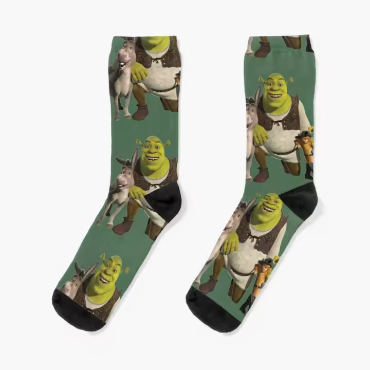 Famgem Calcetines Shrek Trio para Hombres Mujeres Unisex, Patrón Novedoso Divertido Lindo Informal medias / Talla única para todos - 1