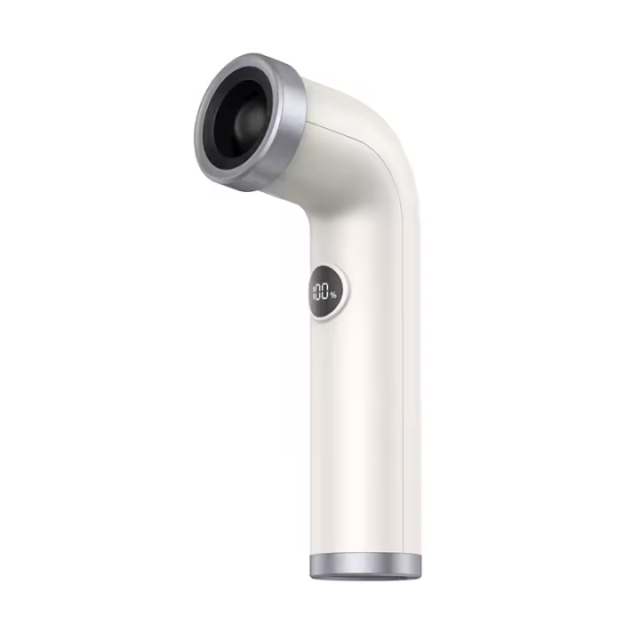 Ventilador portátil de mano, miniventilador de turbina de aire ajustable de 100 velocidades con pantalla digital, recargable por batería, ligero y colorido, ideal para viajes, actividades al aire libre y vacaciones (blanco) - 1