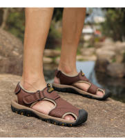 Sandalias De Verano Para Hombre Zapatos Planos Casuales Cómodos Y Antideslizantes Sandalias De Playa Ligeros Con Cordones Material Superior De Cuero Artificial Y Suela EVA - details 12