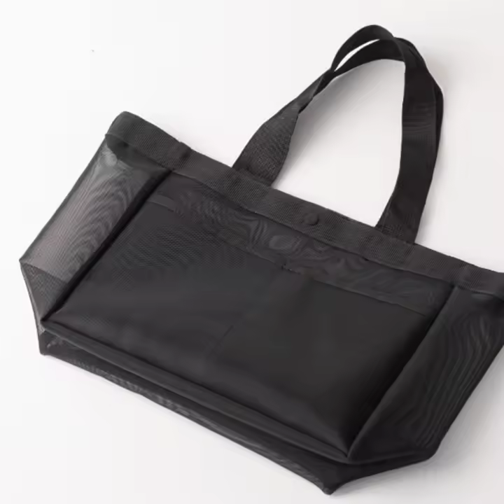 Bolso De Hombro Transparente De Gran Capacidad En Color Sólido Bolsa De Almacenamiento Para Playa Bolsa De Compra De Red Transparente Para Tiendas - 1