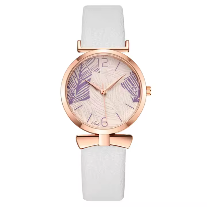 Reloj Mujer con Lazo y Motivos Botánicos - Correa Transpirable - Estilo Primavera/Verano - 1