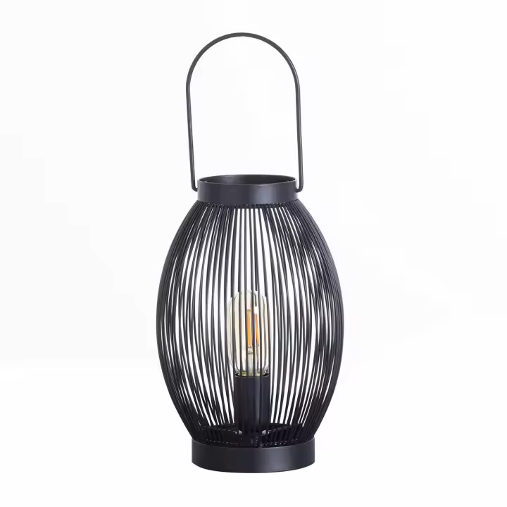 Lámpara de Mesa Industrial Moderna Negra con Tulipa Oval | O91 Modelo Shun | Lámpara de Sobremesa de Interior para Salón, Comedor, Dormitorio... | 18x18x28,5cm - 1