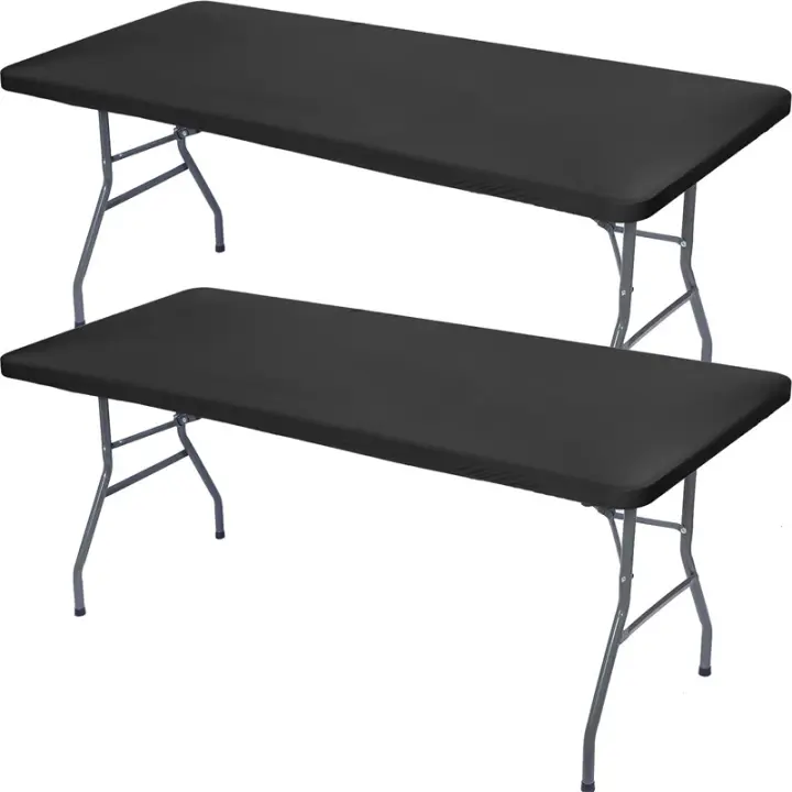 Mantel Rectangular Elástico De Spandex Lavable Y Plegable Para Picnic Cubierta De Mesa Resistente a La Polilla Tela De Poliéster Para Bodas Fiestas Y Banquetes - 1