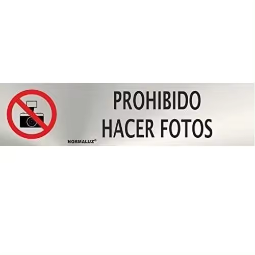 CABLEPELADO Señal Adhesiva Prohibido Hacer Fotos Acero Inoxidable 5x20 c Gris - 1
