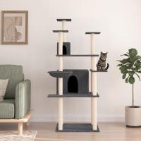 vidaXL Rascador para Gatos con Postes Árbol Torre de Escalada Sisal Color Crema,  Gris claro,  Gris oscuro y mas - details 2