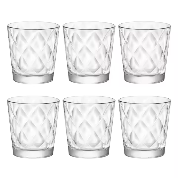 BORMIOLI ROCCO KALEIDO Set 6 Vasos Bajos Vidrio 25CL Transparente Con relieve Fabricado en Italia Reciclable - 1