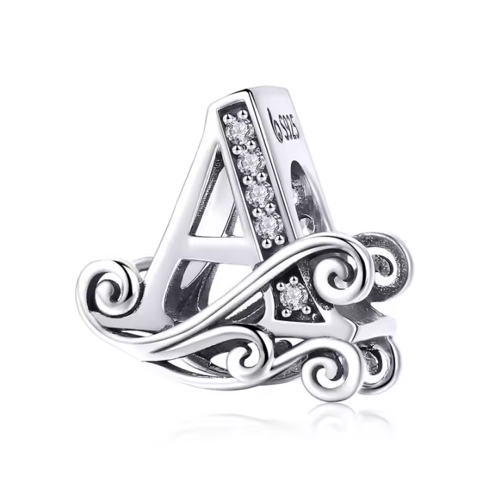 WOSTU 925 Plata Esterlina A-Z 26 Letras Brillantes Con Bolas De Joyería Para Pulsera De Encanto Original Collar De Pulsera Para Mujeres - 1