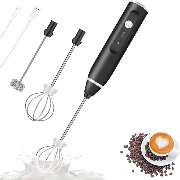 【MOTOR TURBO 2024】Espumador de Leche Electrico, USB Recargable Mini Batidora, Milk Frother, Batidora Leche Espuma, 3 Velocidades, Vaporizador de Leche, Batidora de Leche para Café con leche, Capuchino, Chocolate Caliente - 1