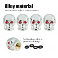 AUTCOAT 4Pcs/set Tapones De Válvula De Neumáticos Estilo Calavera Universal Para Coche Moto Bicicleta Material Plástico + Cobre Antióxido - details 11