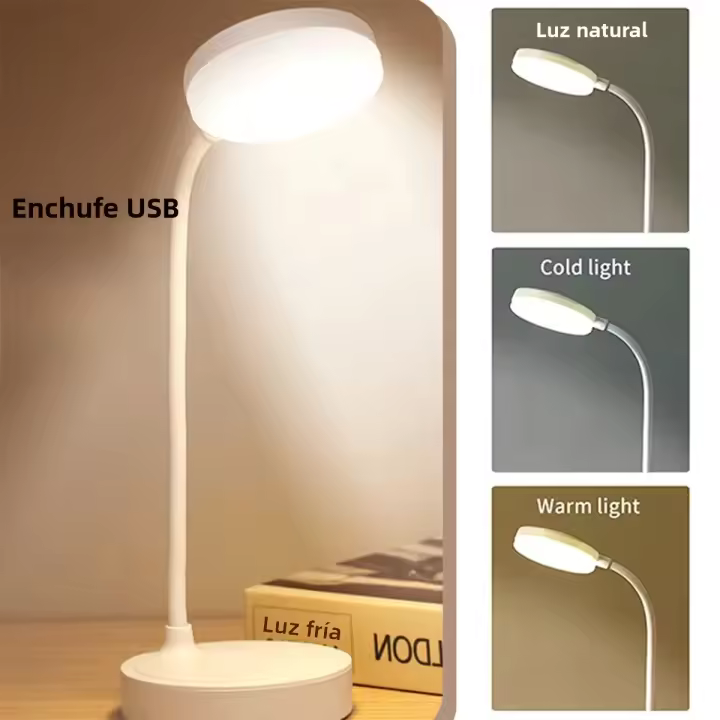 Lámpara De Escritorio LED Flexible Con 3 Niveles De Regulación De Brillo USB Iluminación Cálida/Blanca Para Lectura Y Estudio En Oficina Y Hogar - 1