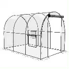 Invernadero túnel para tomates Outsunny Garden Superficie del suelo 6 m² 3L x 2W x 2H m Marco tubular reforzado Puerta con cremallera 2 ventanas enrollables - Transparente - 1