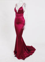 Vestido De Seda Elástico Con Cuello En V Y Espalda Descubierta Para Fiesta De Noche Boda Y Compromiso Vestido De Noche De Mujer Longitud Del Piso Estilo Mermaid Sin Mangas - details 16