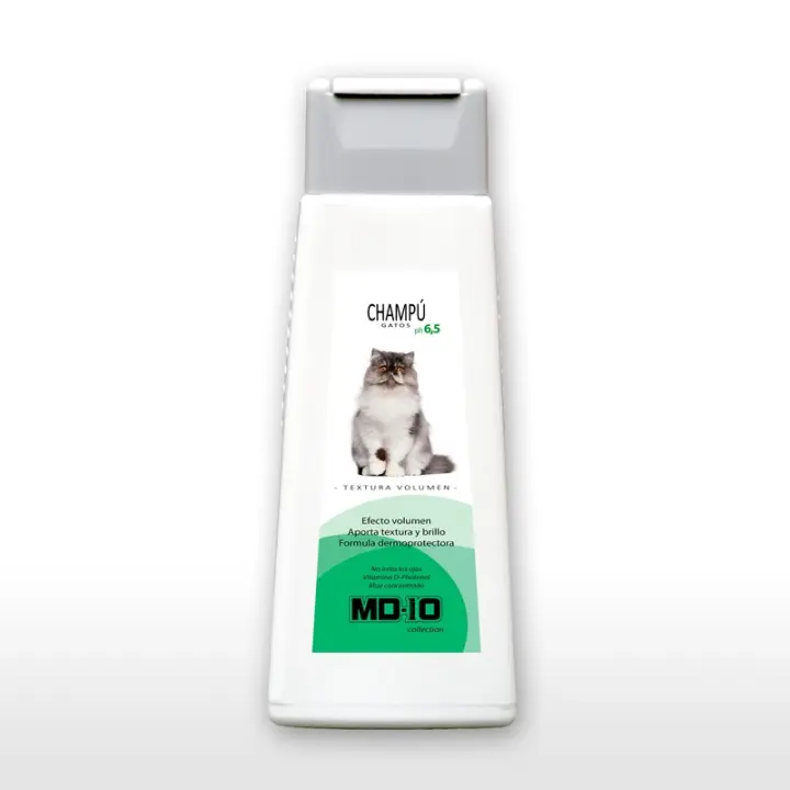 Champú para Gatos - Pelo con Volumen - Champú Hidratante y Dermoprotector Vitamina D-Pantenol - Aporta Textura al Pelo Corto Duro - Realza Brillo  - pH Neutro - MD10 COLLECTION - 1