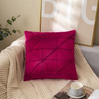 Cubierta De Cojín De Terciopelo 18x18 Pulgadas En Rojo Estilo Americano Para Sofá Decorativo Con Cuadrícula Chequera Removible Y Lavable - details 0