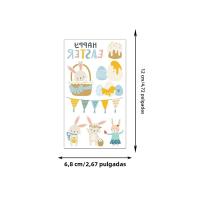 10PCS Tatuajes De Pascua Para El Festival De Conejos Con Diseños De Huevo Animal Y Flor Retro Personalizable Y Resistente Al Agua - details 0