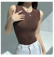 AOSSVIAO Top De Mujer De Algodón 99% Estilo Casual Basic Verano Sin Mangas Cuello Redondo Verde Blanco Negro Tank Top - details 22