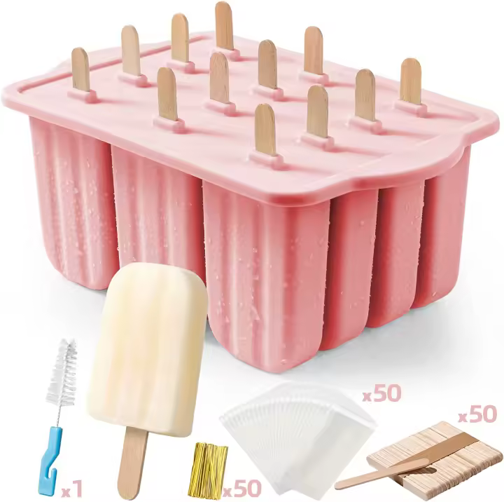Molde De Helado De Silicona Mini Con Palitos De Madera Para Verano Herramientas De Helados Eco-amigables Y Personalizables - 1