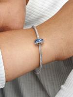 Pandora - Charm with clip de pavé Azul-Plata de Lei - details 3