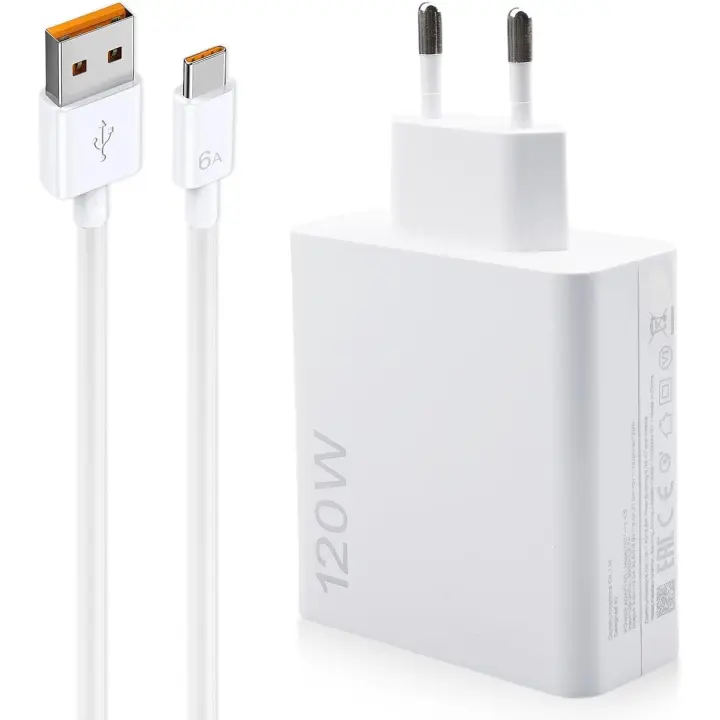 Cargador de 120 W con cable USB C para Xiaomi, 1 unidad Cargador rápido USB Power Teléfono móvil Cargadores Adaptador de carga rápida 1 metro Cable de carga tipo C para Xiaomi Redmi Note 14 13 12 11 - 1