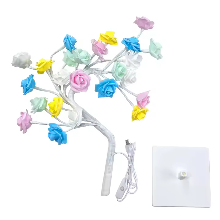 Lámpara De Árbol De Rosas USB Luz LED Para Decoración De Hogar Fiestas De Exterior Bodas Regalo Luz Nocturna Floral - 1