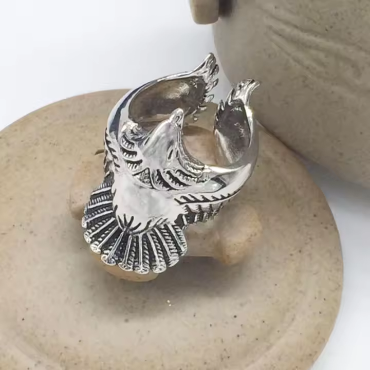 Pulsera De Codo Vintage Con Águila Calva Plata Enchapada Pulsera De Alas De Águila Para Joyería Vikinga Y Americana Unisex - 1