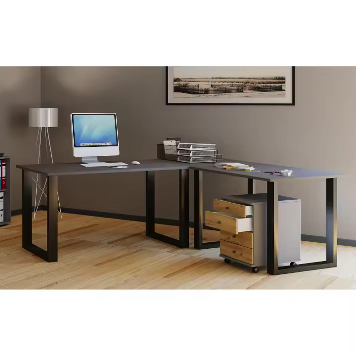 VCM Holz Schreibtisch | Eckschreibtisch schlicht | 190x190 | L Form links oder rechts | Arbeitstisch Platte 50 cm tief | Computertisch Büromöbel - Lona U - 1