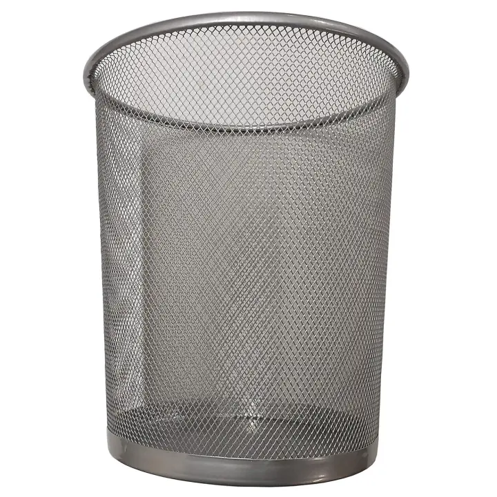 Circular Mesh Wastebasket Trash Can, Waste Basket Garbage Can Bin for Bath, Kitchens, Home Offices, Dorm  (1 Pack, Silver) - 1