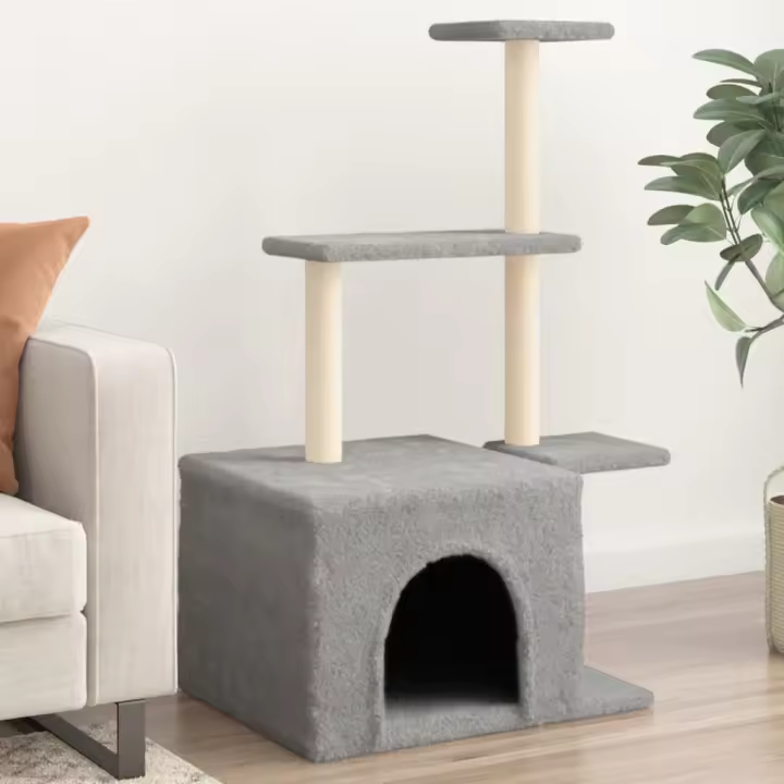 vidaXL Rascador para Gatos con Postes de Sisal Árbol Torre Gatitos Color Crema,  Gris claro,  Gris oscuro y mas - 1