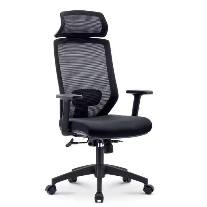 Sillón de oficina CAROLINE, negro, malla y tejido color a elegir (negro, azul o rojo) - 1
