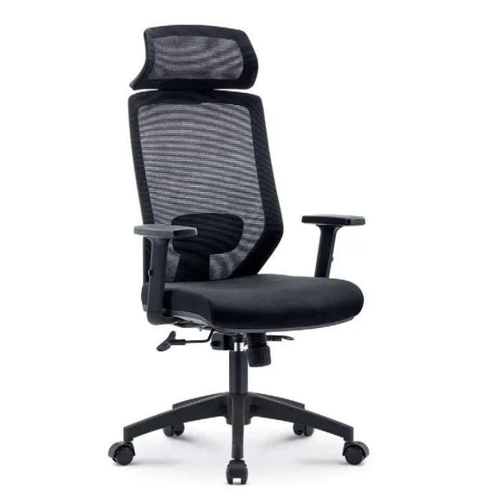 Sillón de oficina CAROLINE, negro, malla y tejido color a elegir (negro, azul o rojo) - 1