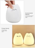 Lámpara De Noche De Gato Lindo En Silicona Con Sensor Táctil 7 Colores Luz De Dormir Para Decoración De Habitación Infantil Y Adultos - details 5