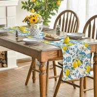 Corredor De Mesa Floral Azul Limón Iris Para Todas Las Estaciones Alfombra De Cocina Adecuada Para Decoración De Escenas De Fiestas En Casa Y Vacaciones - details 3