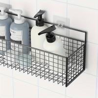 Cesta De Almacenamiento Rustica Para Pared Organizador De Baño Sin Perforar Estante Para Mesa De Baño No Tóxico Sin Batería Requerida - details 1