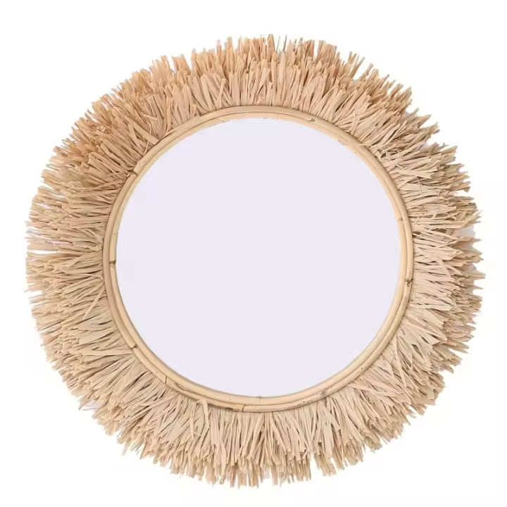 Signes Grimalt ORIGEN Home Decor Espejo De Hierba Redondo Marrón Vintage 45cm - 1