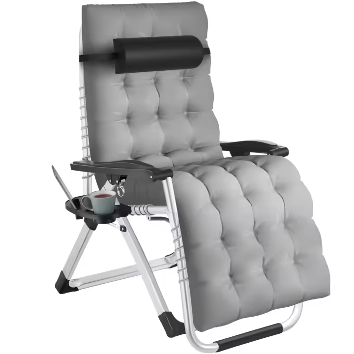 Tectake - Tumbona CLOUD plegable y ajustable sin niveles, Súper cómoda con tejido de textileno transpirable, Un cabezal y un cojín reclinable muy gruesos y extraíbles, Respaldo y reposapiés ajustables sin escalonamientos - 1