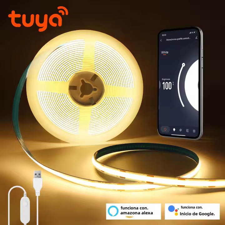 Tira De Luces LED COB Tuya Smart WiFi DC5V Silicón Tubo 320leds/M Iluminación Para Pared Dormitorio Armario De Cocina Retroiluminación - 1