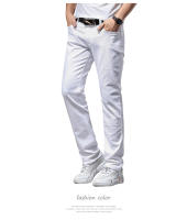 Pantalones De Mezclilla Blancos Para Hombre Estilo Casual Clásico Ajustados Suaves Con Stretch Avanzado Tejanos De Cierre De Cremallera - details 2