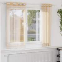 vidaXL Cortinas de gasa con ojales 2 uds en color Amarillo/Arena/Azul real y más | protección solar decorativa para ventanas hogar oficina dormitorio fácil de instalar - details 1