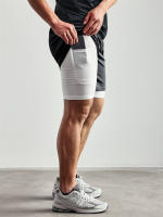 Shorts De Entrenamiento Para Hombres Con Estampado Cristianos 2 En 1 Para Correr Y Gimnasio Con Bolsillo Para Teléfono Y Anillo De Toalla - details 5