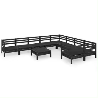 VIDAXL 3083263 conjunto mobiliario de 10 piezas para exterior piezas fabricado en madera de pino maciza con acabado en negro vida xl - 1