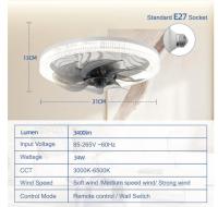 Ventilador De Techo Con Control Remoto Inteligente Y Luz LED Incluida Base E27 Para Sala De Estar Moderno Y Dimmable Certificación CE Y CCC - details 6