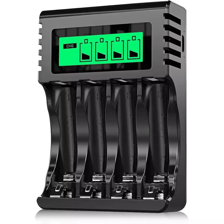 Cargador de Pilas Recargables, LCD Cargador para Ni-MH/Ni-CD Pilas Recargables AA/AAA , Ranura Independiente & USB Carga Rápida - 1