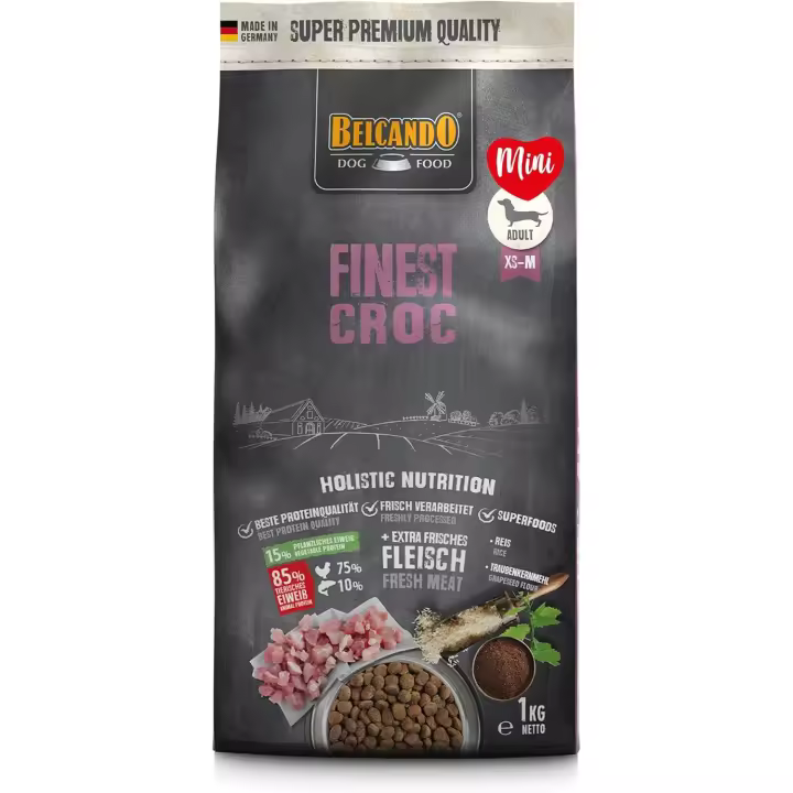 Pienso Finest Croc [1 kg] Alimento seco y completo para Perros pequeños y medianos Adultos a Partir de 1 año - Belcando - 1