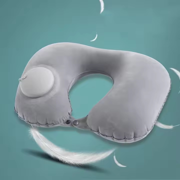 Almohada De Viaje Inflable En Forma De U Soporte Cervical Portátil Cómoda Para Dormir Inflado Al Comprimir Material De Poliéster PVC Tamaño 32x22cm 40x28cm - 1